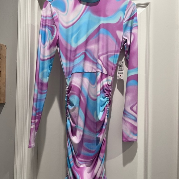 Bar III‎ Women's Pink and Blue Swirl Dress - Picture 2 of 7